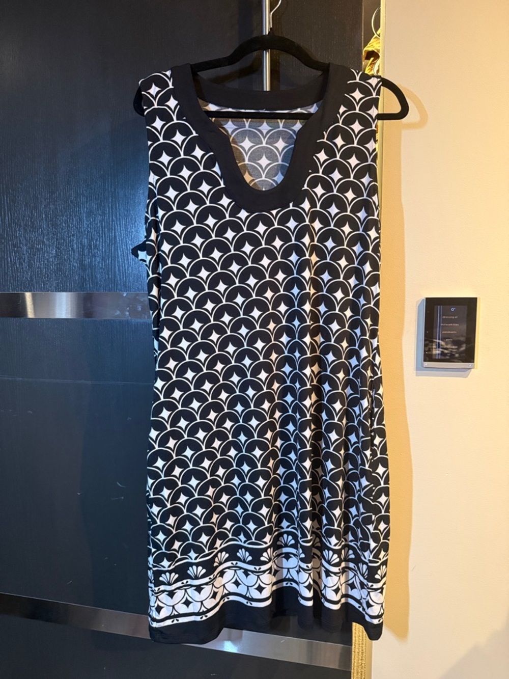 Simon Chang Black and White Patterned Swim Coverup